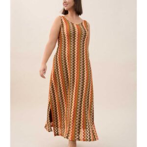 Vestido largo evasé de crochet multicolor